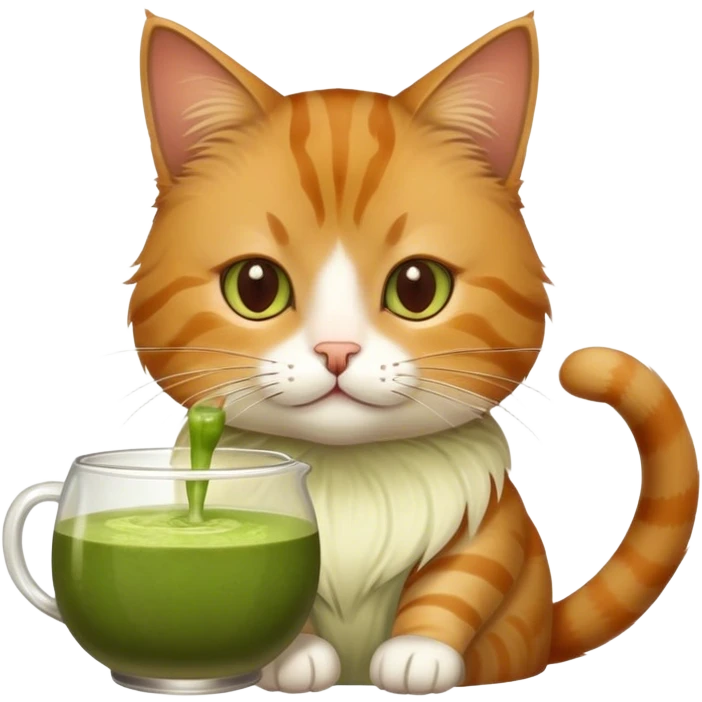 cat drinking her matcha emoji