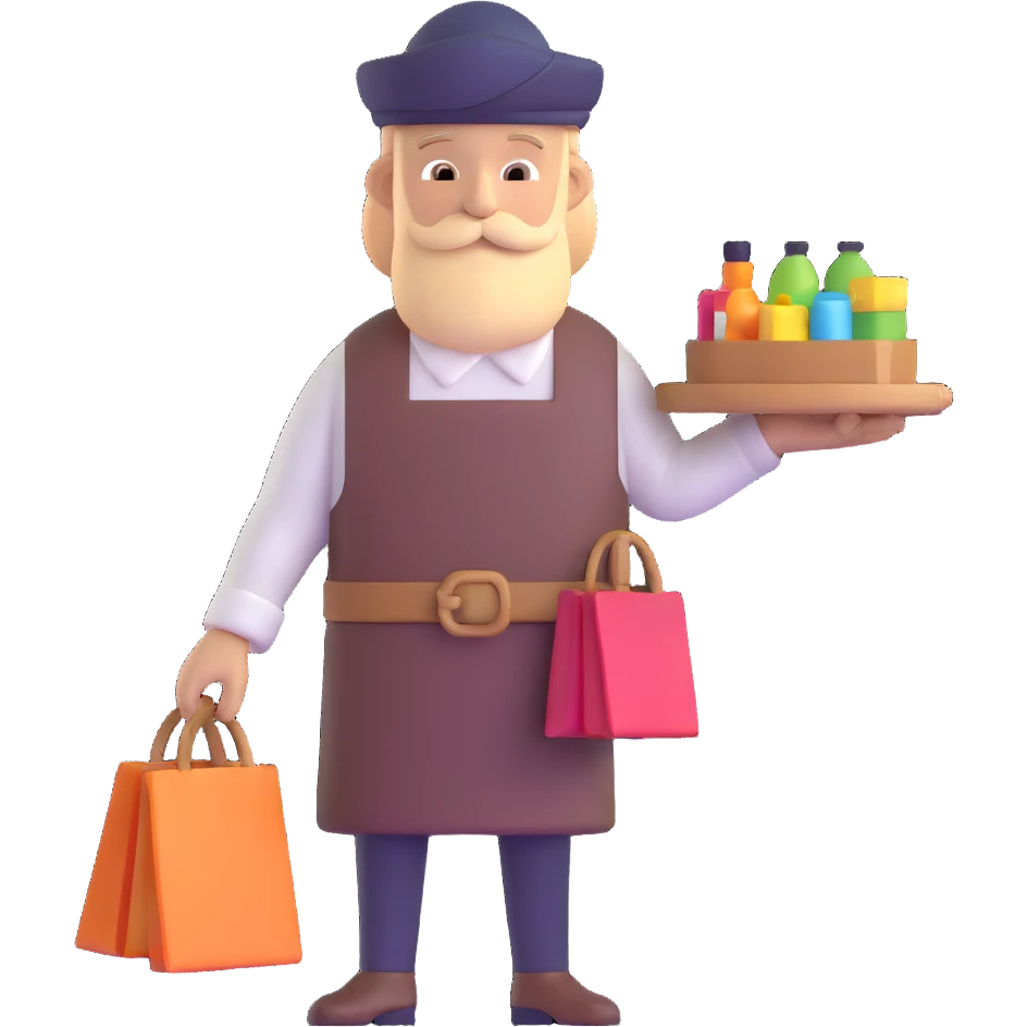 merchant shopkeeper with items emoji