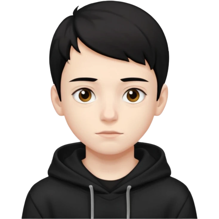 Chłopak ciemno brązowe oczy czarne włosy bluza czarna i taki bardziej żeby wyglądał na 18 latka emoji