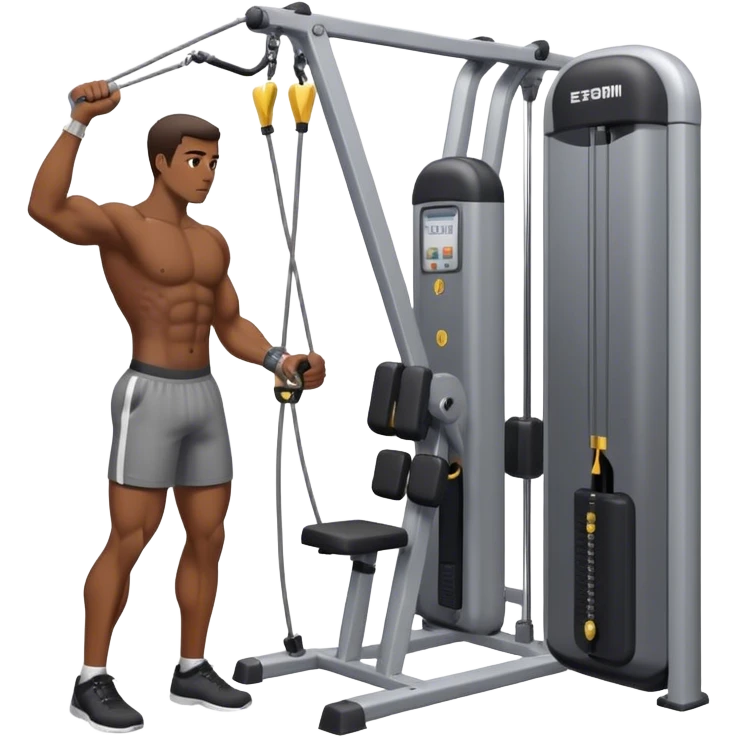 side-view man standing cable-machine tricep-pushdown emoji