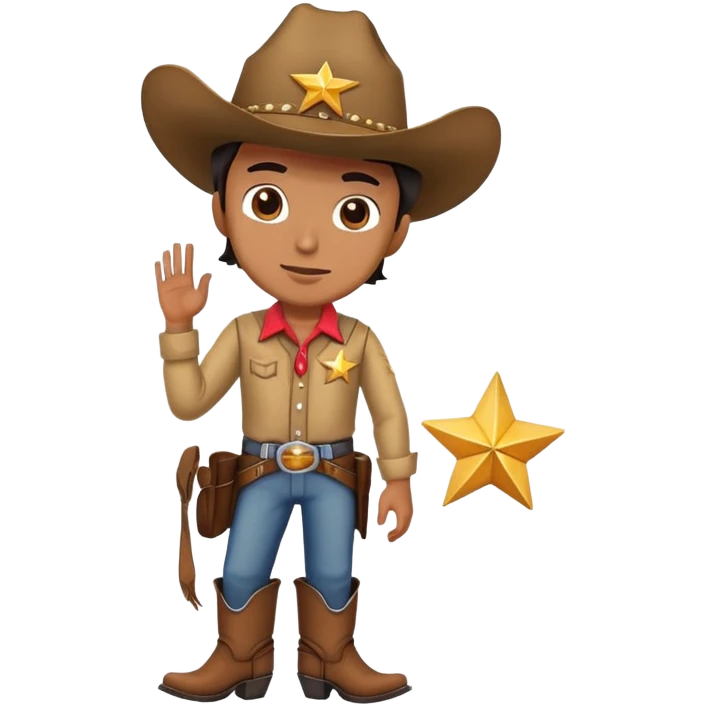 Cowboy with a star on his shirt, wearing a cowboy hat and boots emoji