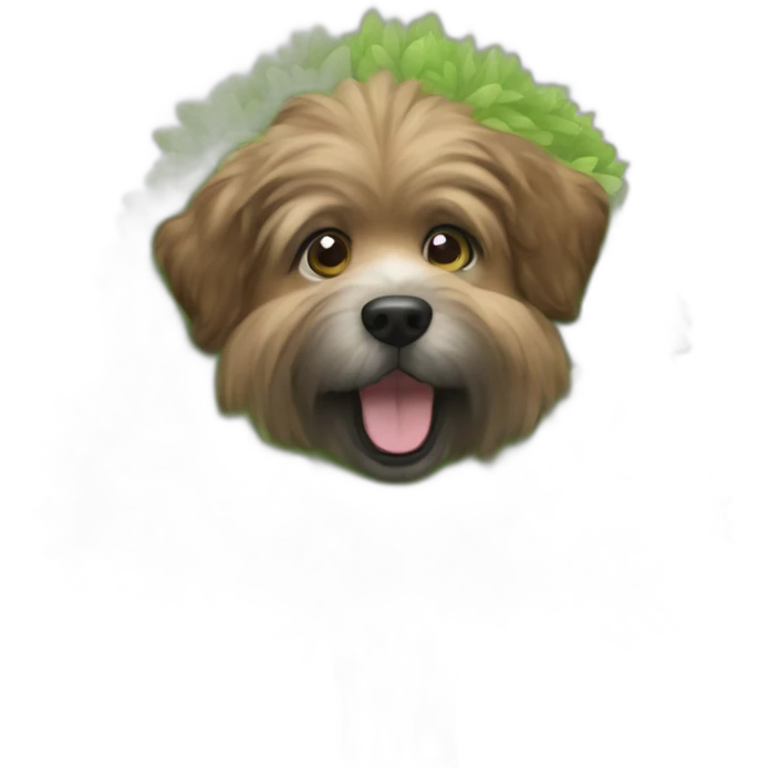fluffy dog tree emoji