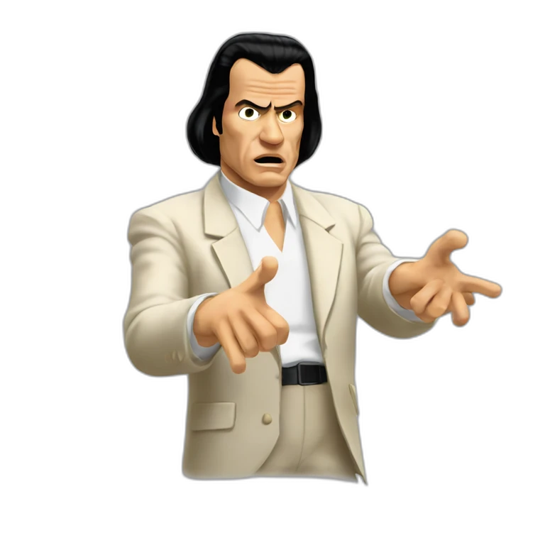 Vincent Vega from Pulp Fiction with the hands gesturing confusion emoji