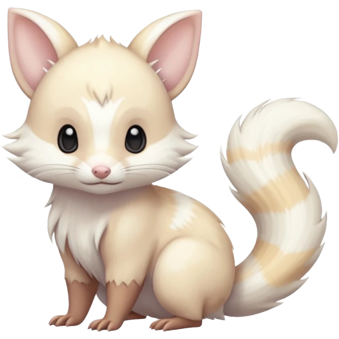 White Silvery Light Grey Pastel Albino Furret-Linoone-Eevee-fusion emoji