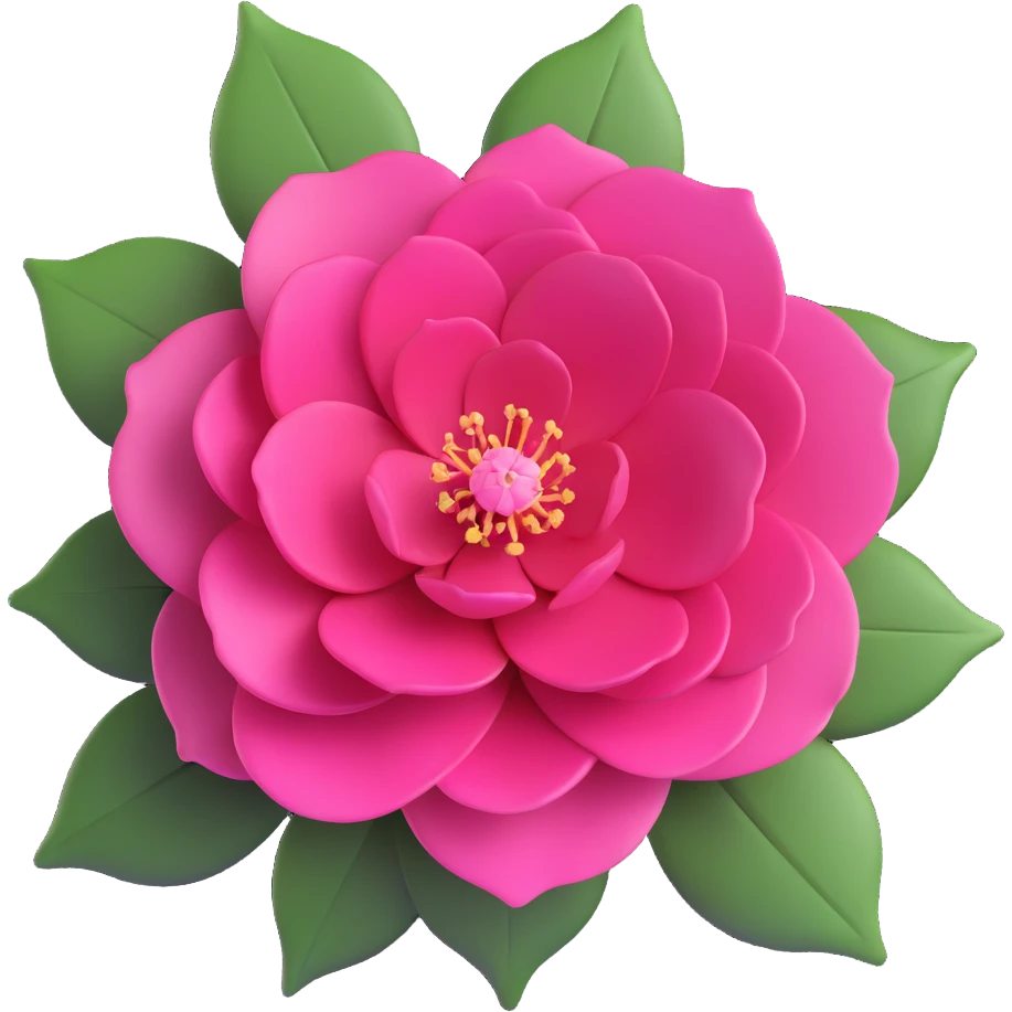 minimal 3D gothic camellia with pink accent, simple and elegant emoji