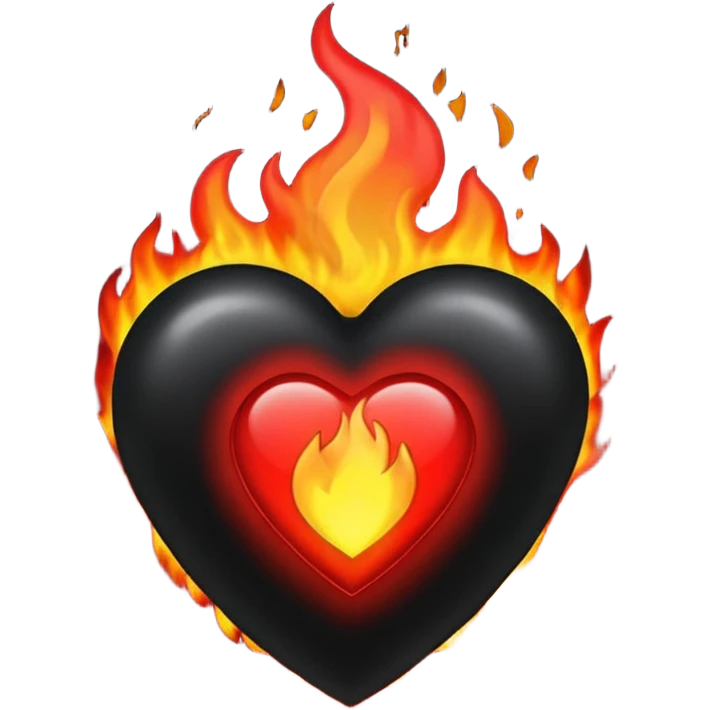 Black heart with red fire emoji