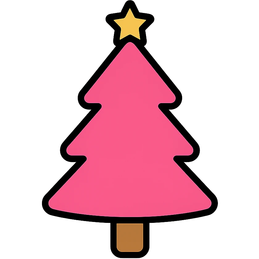 pink Christmas tree, simple, modern, icon style, clean lines emoji