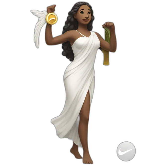 goddess holding nike logo emoji