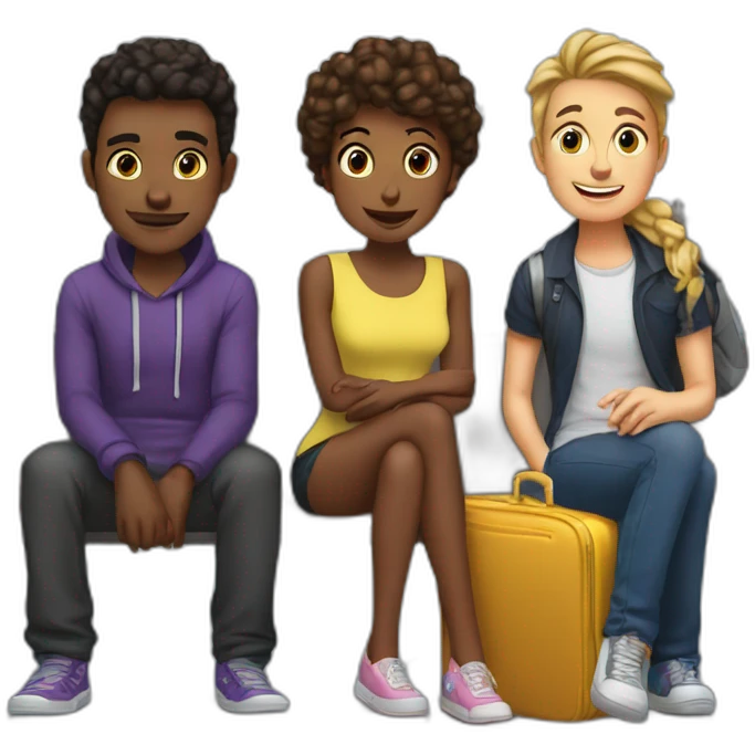 Five friends wait in airport because their flight got delayed three times emoji