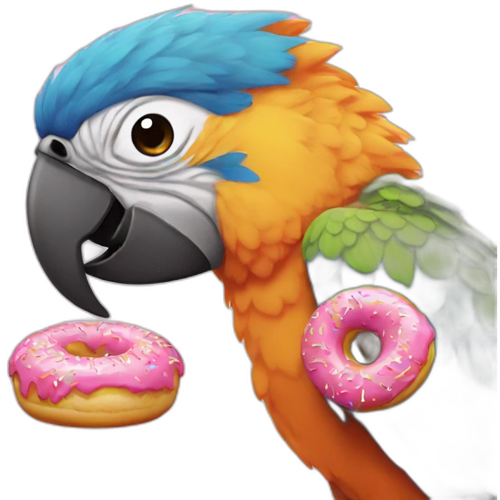 Parrot eating a pink sprinkle donut emoji