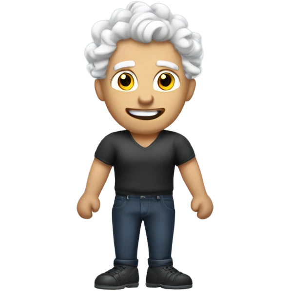 Create an emoji white-haired man with curlers and muscular body emoji