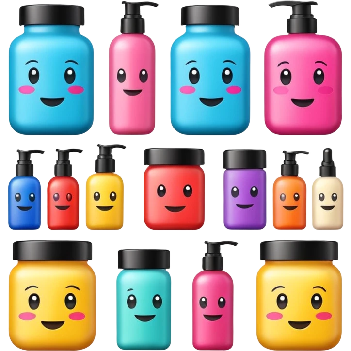 emoji of beauty products with brand labels emoji