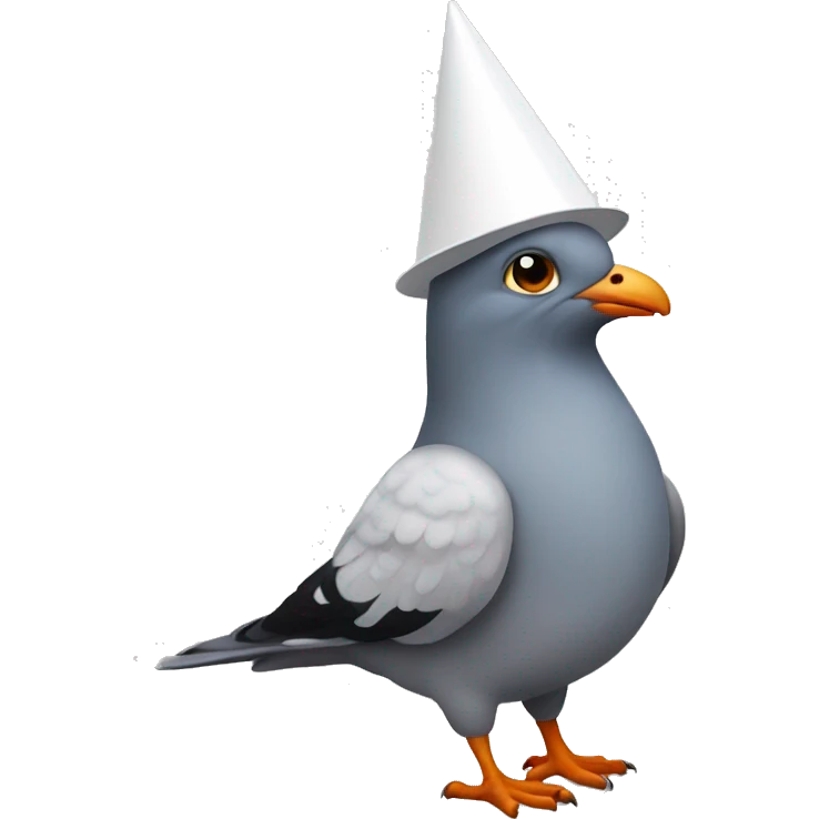 pigeon with a white cone hat emoji