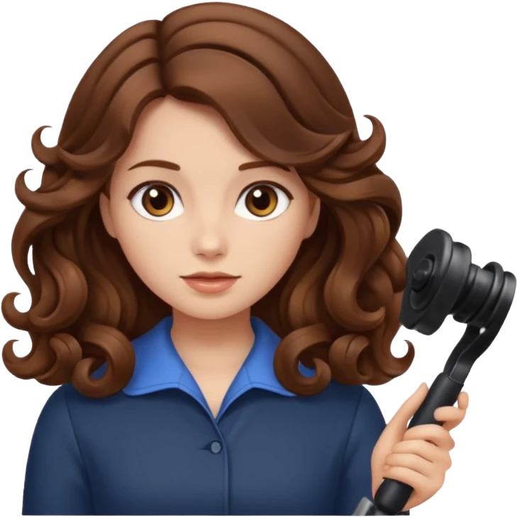 generate a girl with brown hair while curling it longer hair emoji
