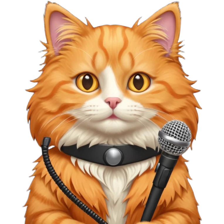 orange cat holding microphone emoji