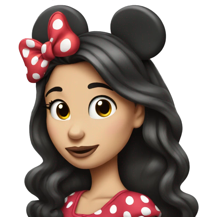 Brunette woman long hair Minnie Mouse emoji