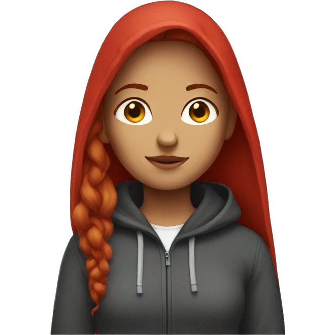 Long red hair woman with a hoodie  emoji