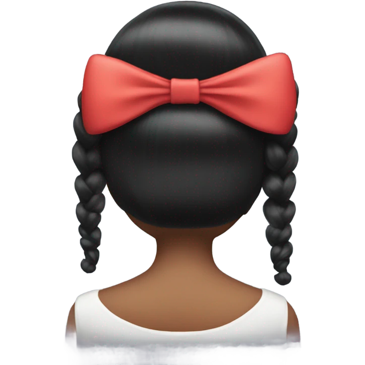 black open hair from behind with a light red bow emoji