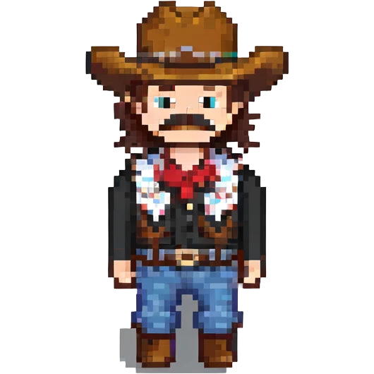 cowboy with mustache pixel art emoji