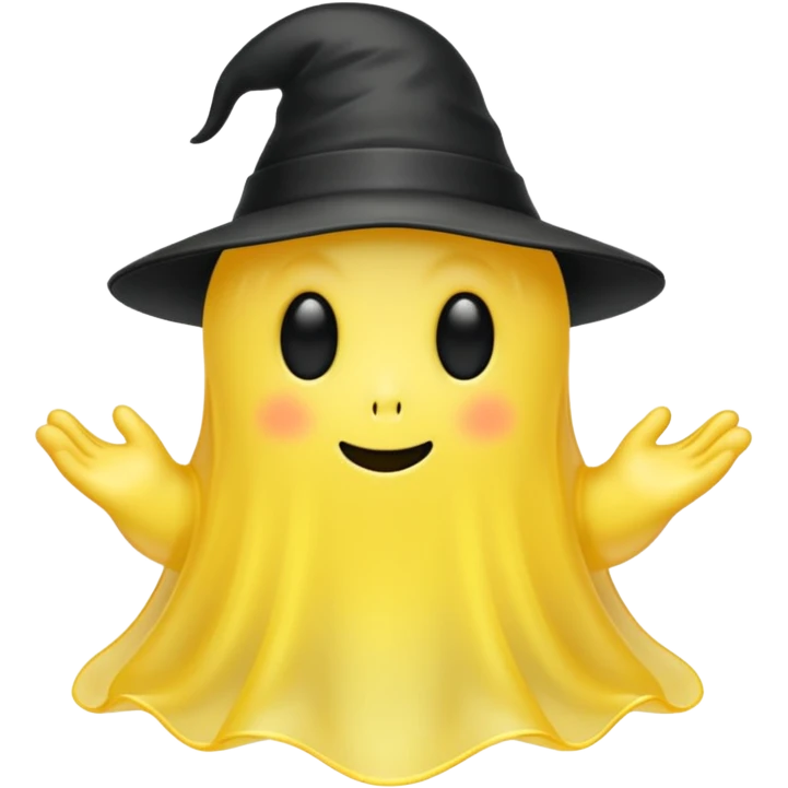 Yellow ghost with tiny black hat emoji