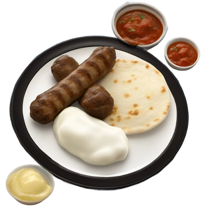 Bosnian national dish cevapi with kaymak and pita bread  emoji