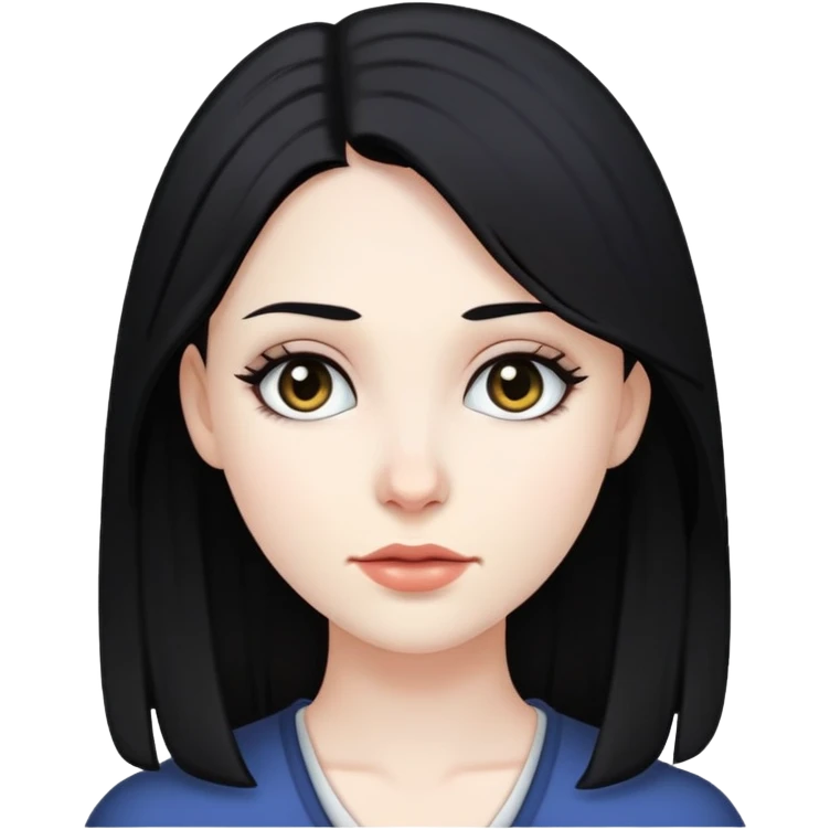 Pale skin, female, tradwife, black hair, and dark eyes, Caucasian. emoji