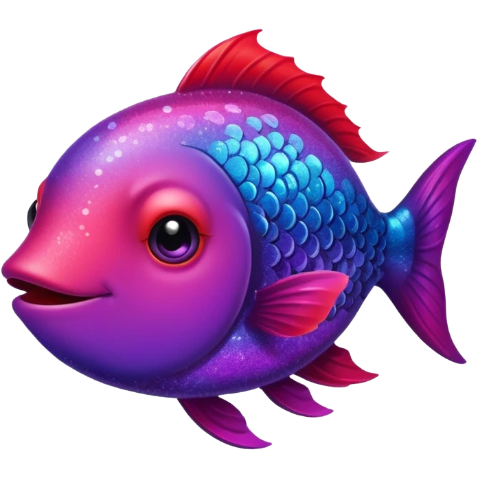 color gradient between red and purple glitter cute happy fish emoji