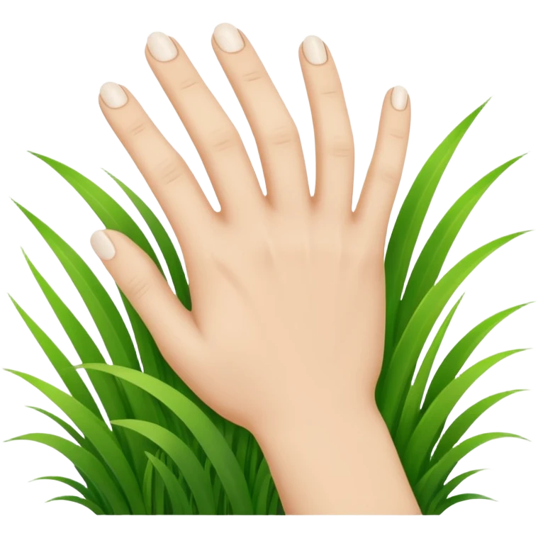 a white hand touching blades of green grass emoji