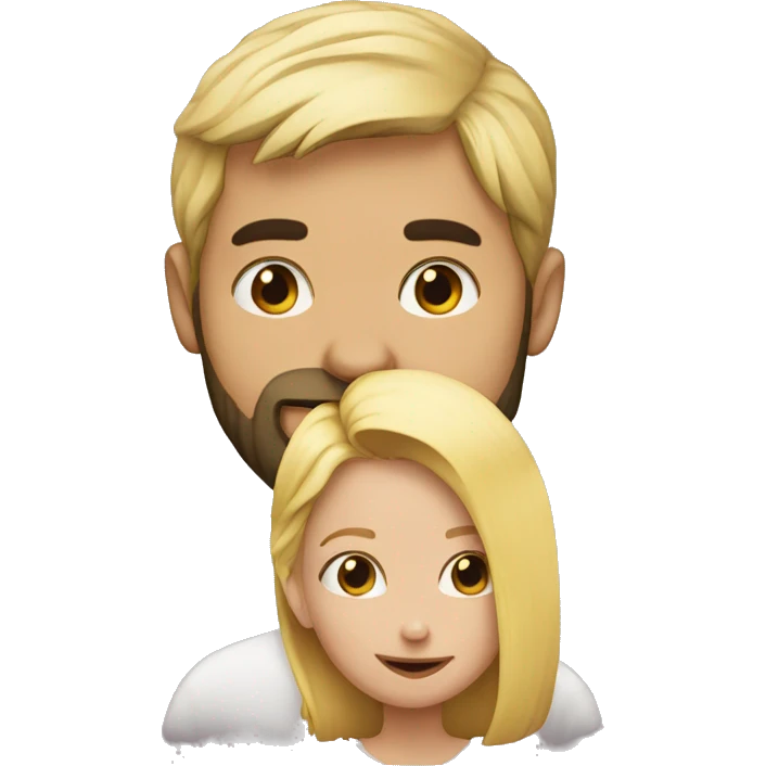A guy with a beard kissing blond short girl emoji