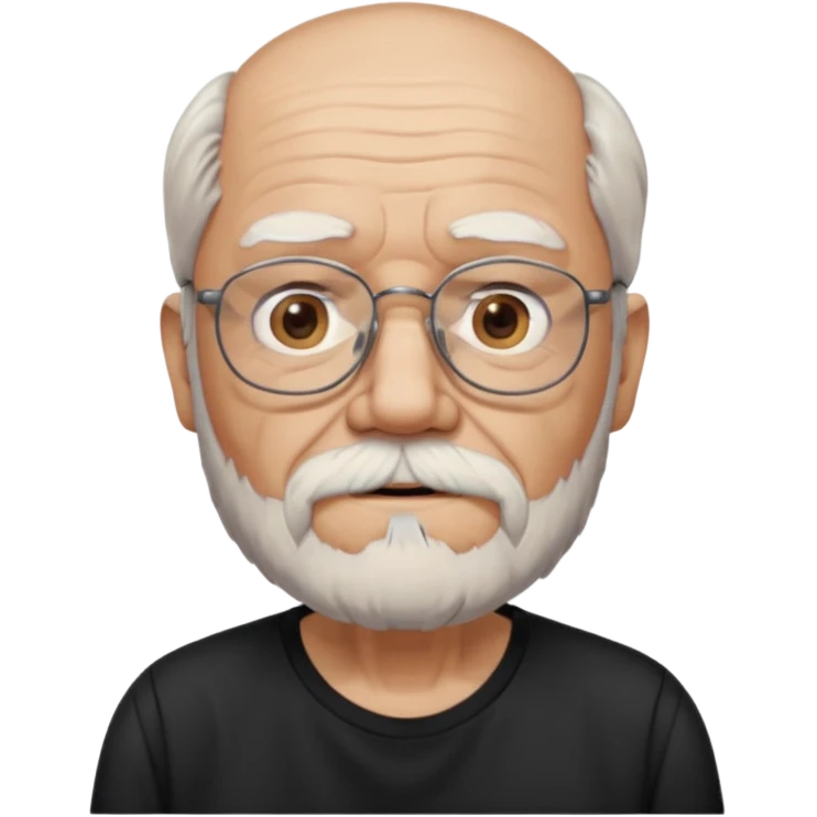 bearded old man with eyeglasses black shirt emoji