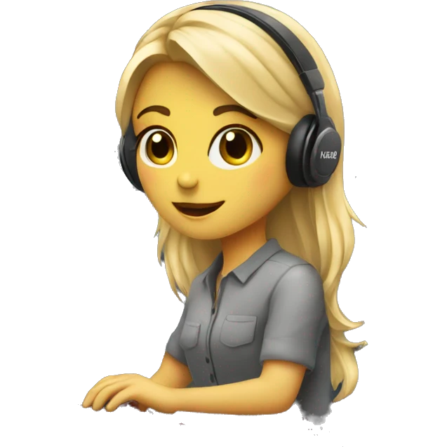 Audio technician girl blonde with an audio desk sitting emoji