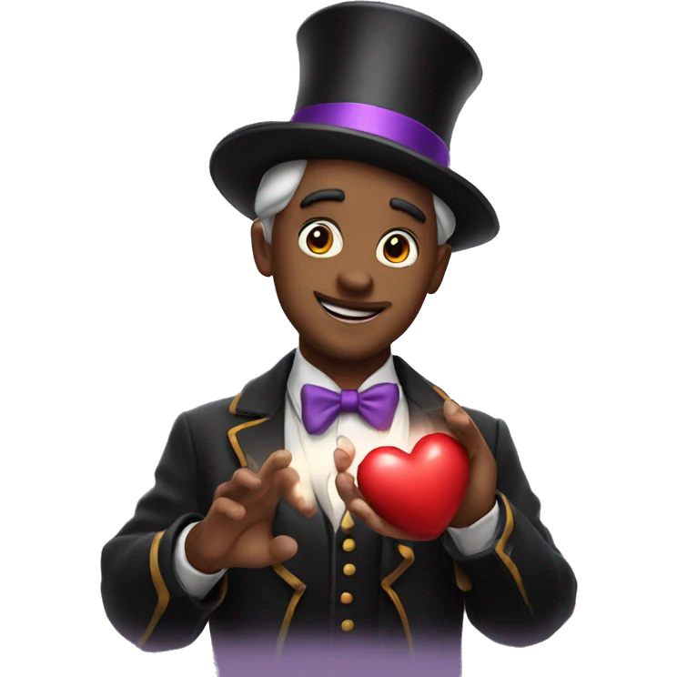 a magician with a heart in his hands emoji