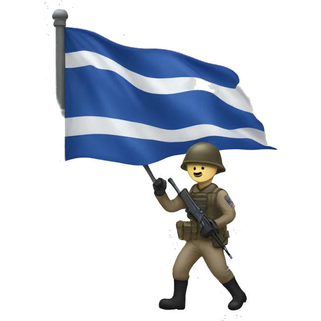 soilders pick up white-blue-white flag emoji