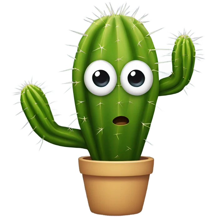 Cactus with eyelashes emoji