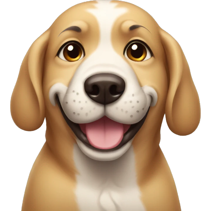 Dog smiling with side eye emoji