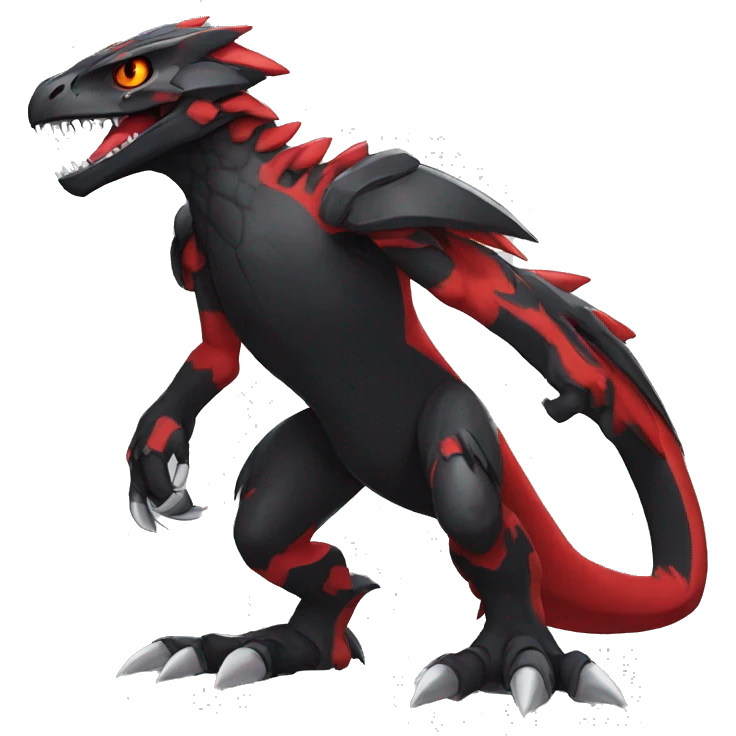  Cool Edgy Black and Red Digimon-Fakemon-Raptor-Reptile full body emoji