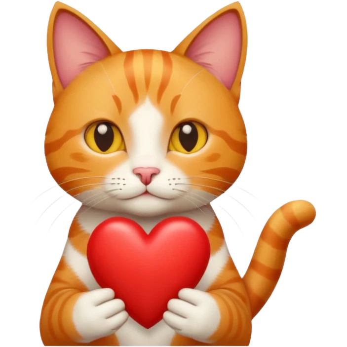 Male cat holding heart and flower emoji