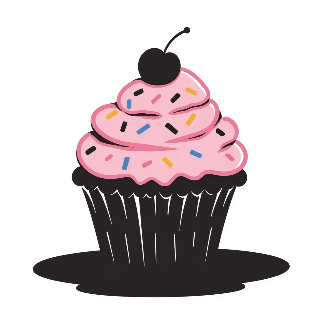 cute cupcake with pink frosting and colorful sprinkles emoji