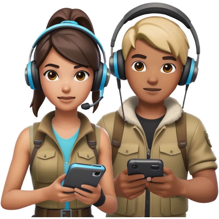 2 guys and 1 girl playing Fortnite  emoji