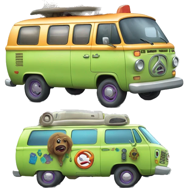Scooby and the meddling kids monster ,ghost busters,hippie van. emoji
