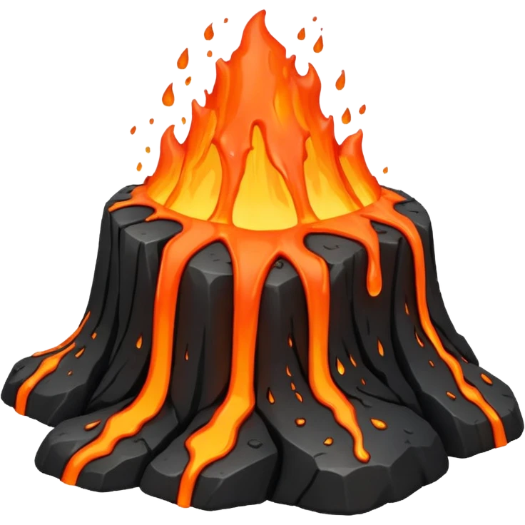 A lava flow spilling slowly over blackened rocks. emoji