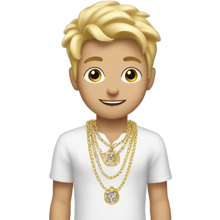 blonde boy in stylish jewelry emoji