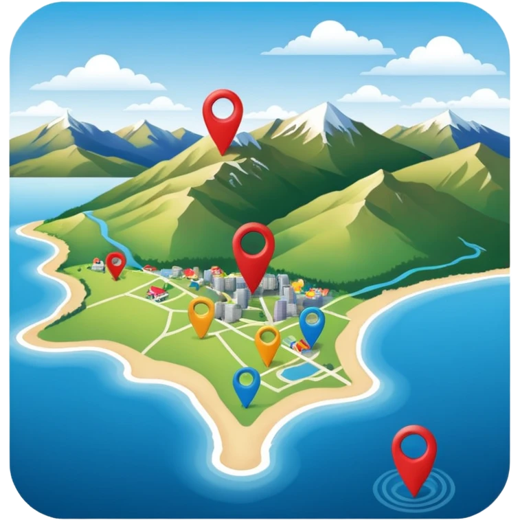 gps pin locaters on a wider range of map - buller nz emoji