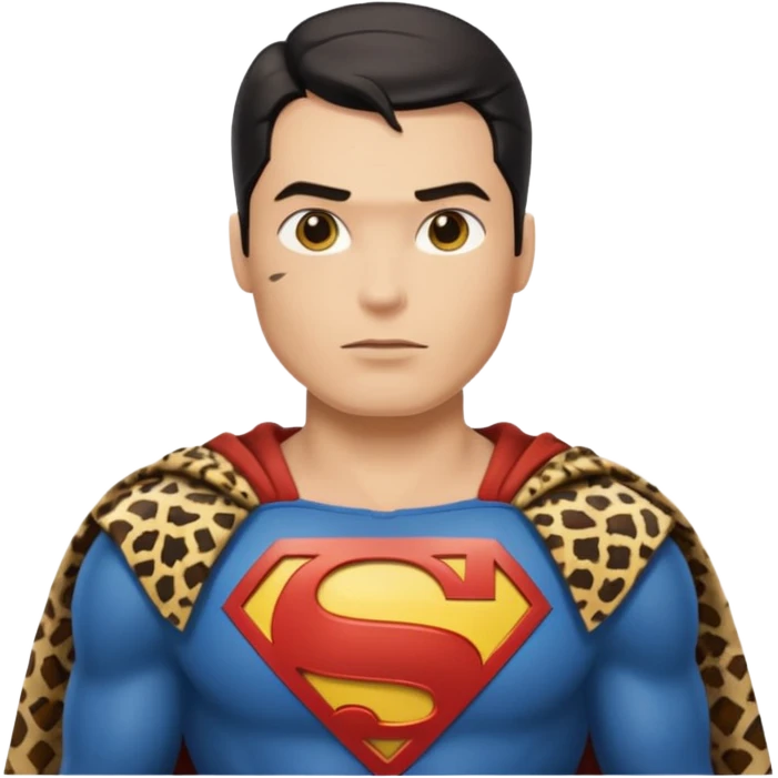 a superman wearing ancient animal skin cloth, half body, icon, yellow skin emoji