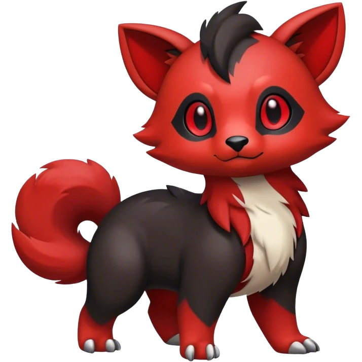 Cute cool black red animal hybrid Fakemon full body  emoji