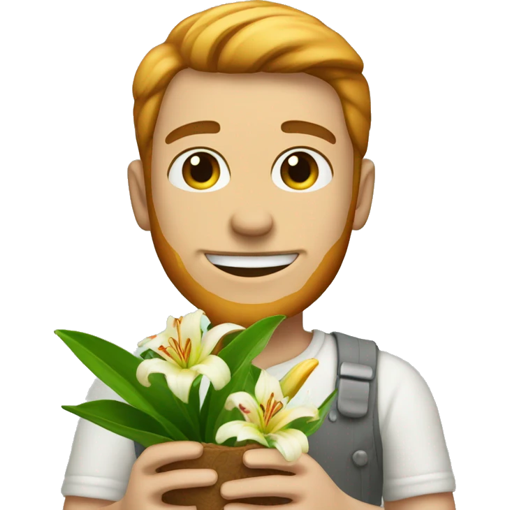 A guy gifting ginger lily emoji
