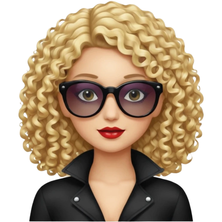 fancy blonde curly hair girl with sunglasses and night club outfits emoji