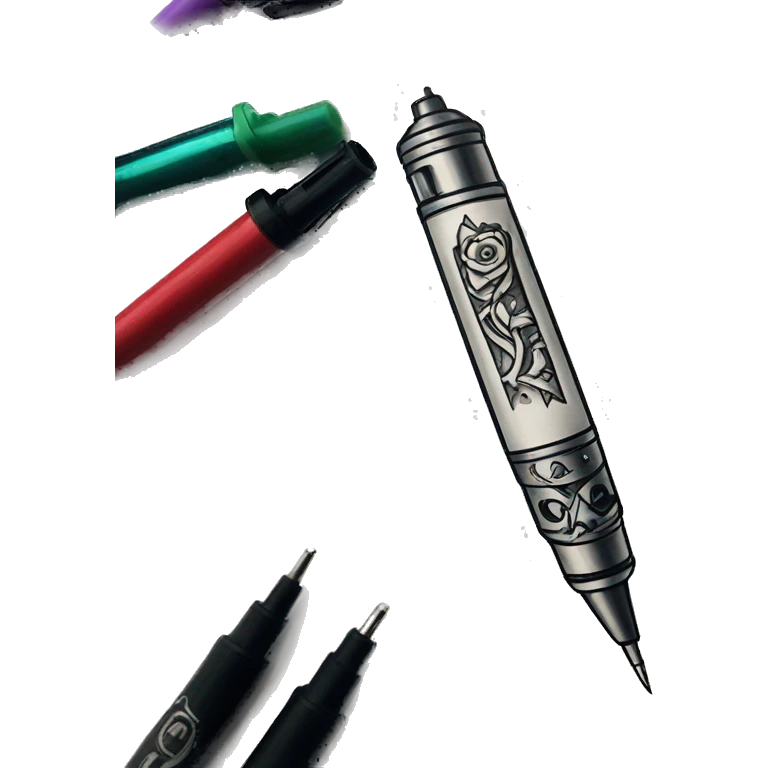 Pen tattoo machine makes a tattoo emoji