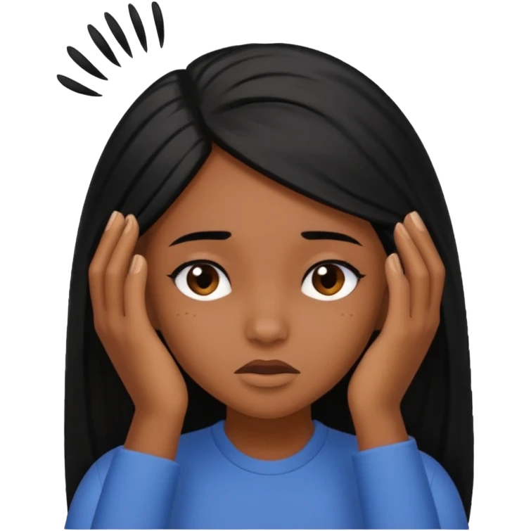 beautiful brown skin girl with itchy scalp emoji