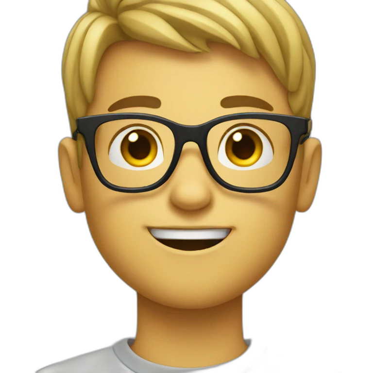 Boy with glasses winking emoji